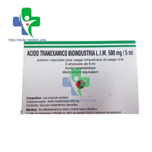 Acido Tranexamico 500mg/5ml Bioindustria - Hỗ trợ phòng và điều trị chảy máu phẫu thuật  