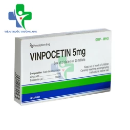 Vinpocetin 5mg Hataphar (viên nén) - Trị rối loạn tuần hoàn não